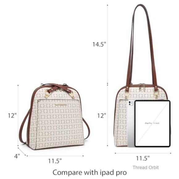 Convertible Backpack Purse Faux Leather 7 Pockets Travel Work Bag